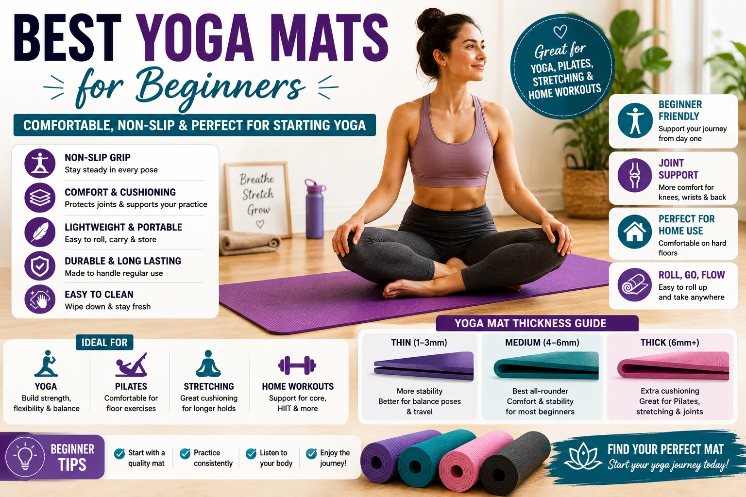 Best Yoga Mats for Beginners UK: Comfortable Non-Slip Mats for Starting Yoga