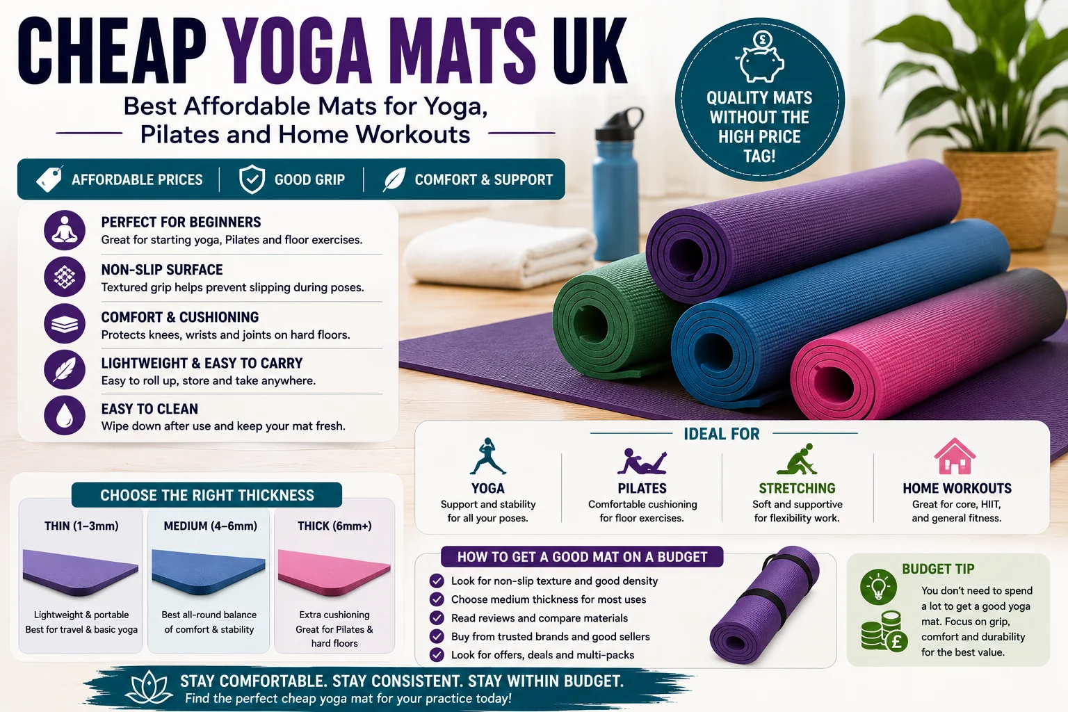 Cheap Yoga Mats UK: Best Affordable Mats for Yoga, Pilates and Home Workouts
