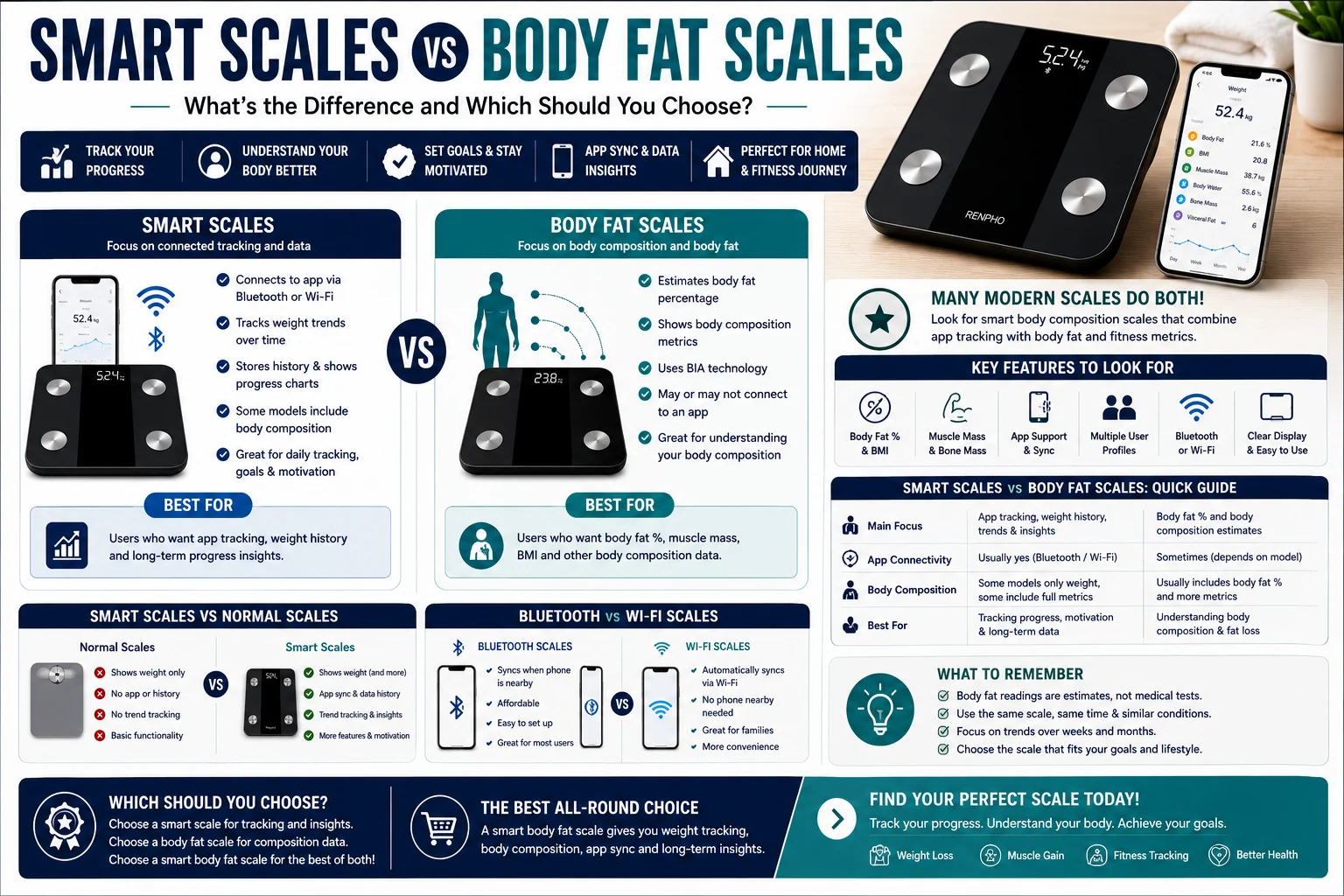 Smart Scales vs Body Fat Scales: What’s the Difference and Which Should You Choose?